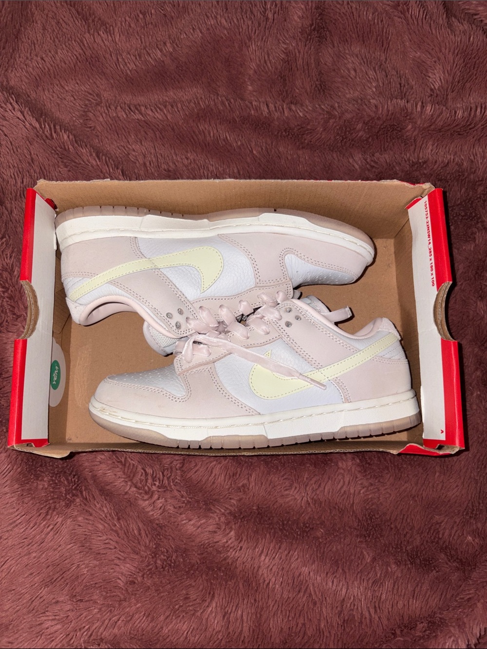 Nike Dunk Low-Top Sneakers in Light Pink with Cream Swoosh
